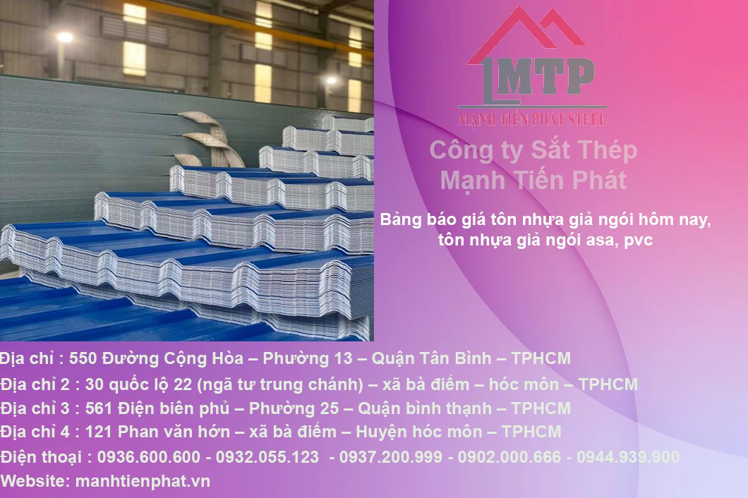Bảng báo giá tôn nhựa giả ngói hôm nay, tôn nhựa giả ngói asa, pvc giá bao nhiêu tiền, tấm lợp nhà xưởng giả ngói nhựa 16 ton gia ngoi mtp tphcm