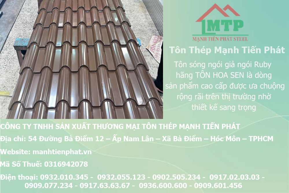 Bảng báo giá tôn sóng ngói giả ngói ruby hãng TÔN HOA SEN 3.5dem, 4dem, 4.5dem, 5dem, mua tôn sóng ngói ruby hãng TÔN HOA SEN độ dày 0.35mm, 4.0mm, 4.5mm, 5.0mm giá rẻ nhất hiện nay hôm hay tại tphcm 6 bang gia ton ruby hoa sen 01