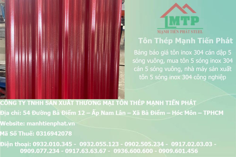 Bảng báo giá tôn inox 304 cán dập 5 sóng vuông, mua tôn 5 sóng inox 304 cán 5 sóng vuông, nhà máy sản xuất tôn 5 sóng inox 304 công nghiệp, cửa hàng đại lý bán tôn 5 sóng inox 304 giá rẻ nhất tốt nhất hiện nay 7 gia ton inox 5 song vuong