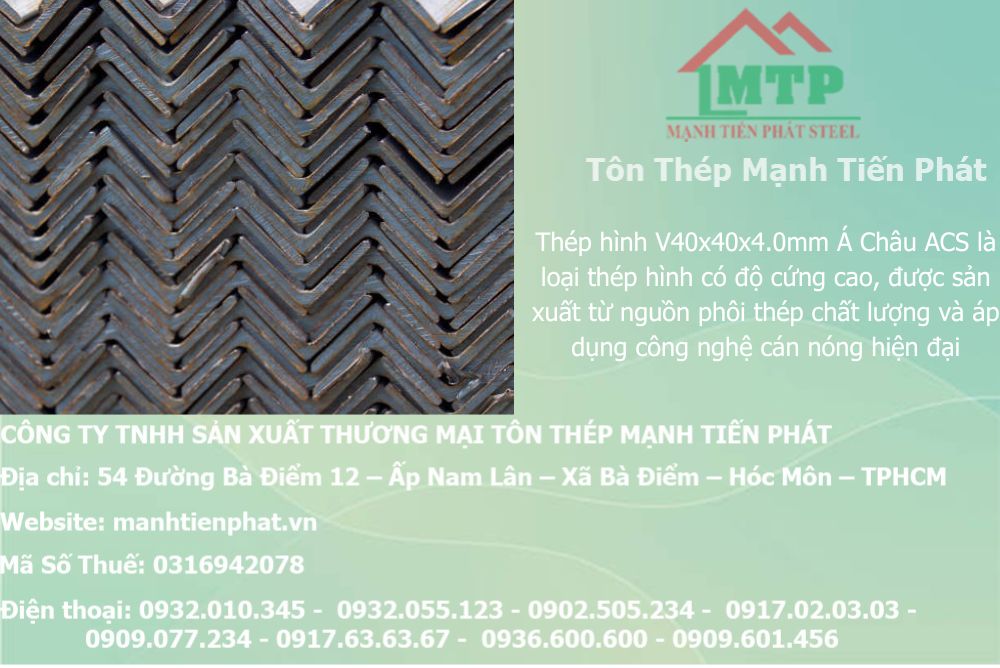 Bảng báo giá thép hình V40x40x4.0mm Á Châu ACS tại thành phố Cần Thơ 7 thep V40x40 a chau 28