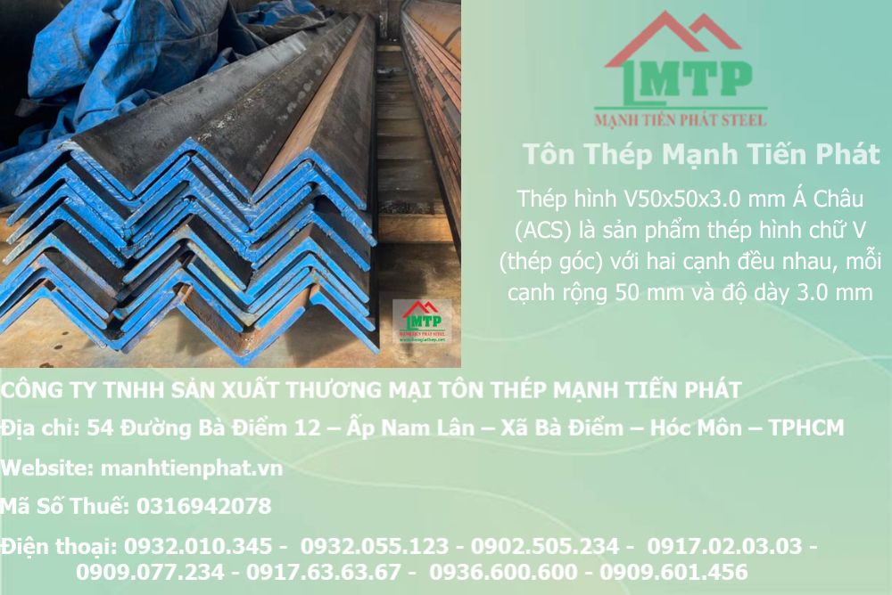 Bảng báo giá thép hình V50x50x3.0mm Á Châu ACS tại Phường Minh Phụng (Quận 11 (cũ)) 6 thep V50x50x3.0mm a chau 1