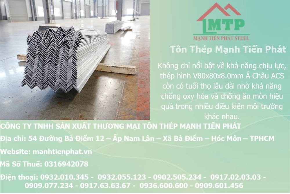 Bảng báo giá thép hình V80x80x8.0mm Á Châu ACS tại Khánh Hòa 7 thep V80x80x8.0mm a chau 24