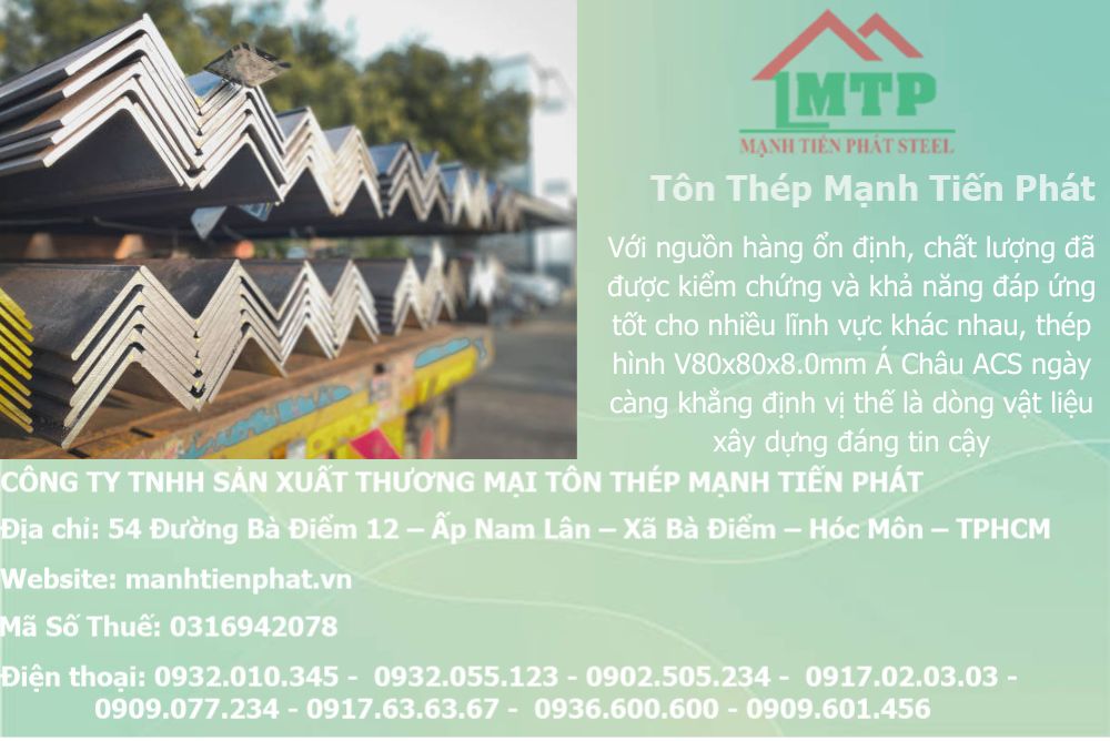 Bảng báo giá thép hình V80x80x8.0mm Á Châu ACS tại Khánh Hòa 9 thep V80x80x8.0mm a chau 28