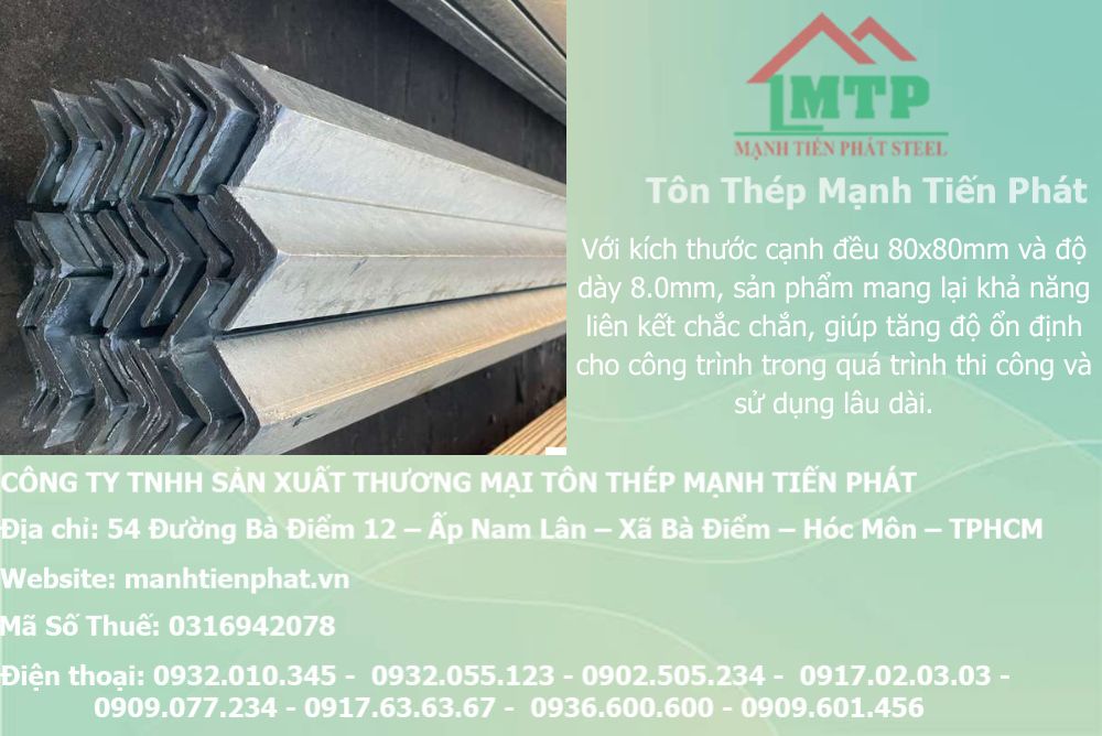 Bảng báo giá thép hình V80x80x8.0mm Á Châu ACS tại Tây Ninh 7 thep V80x80x8.0mm a chau 3