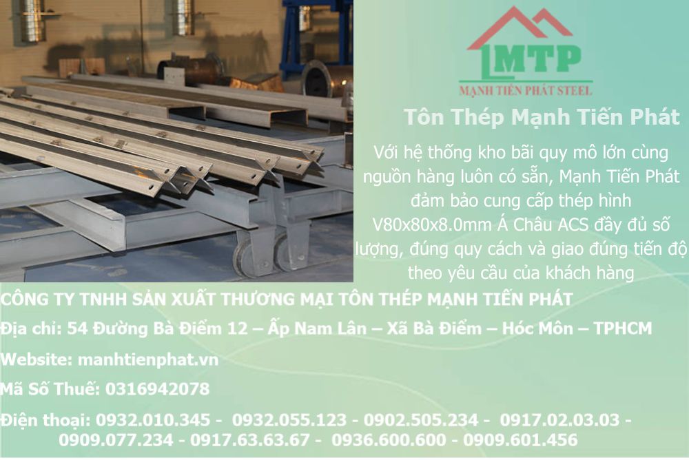 Bảng báo giá thép hình V80x80x8.0mm Á Châu ACS tại Lâm Đồng 4 thep V80x80x8.0mm a chau 30