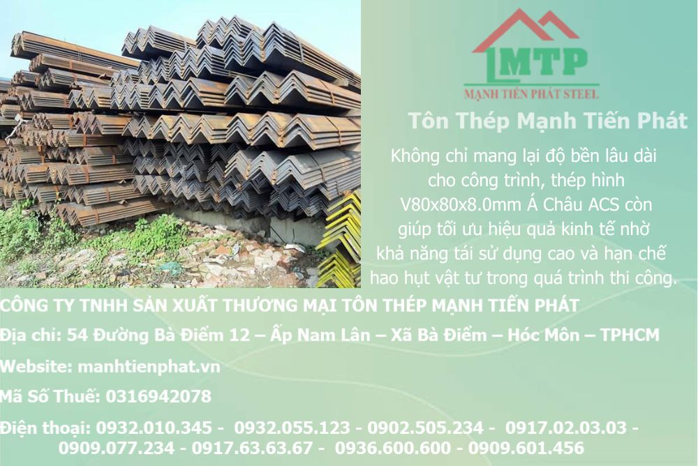 Bảng báo giá thép hình V80x80x8.0mm Á Châu ACS tại Đắk Lắk 7 thep V80x80x8.0mm a chau 39