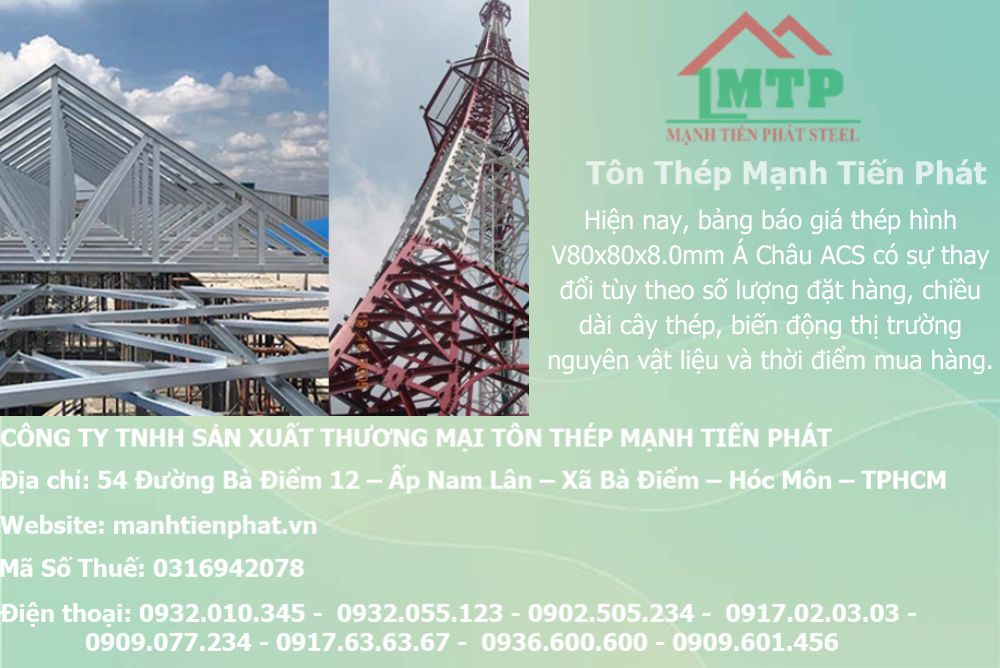 Bảng báo giá thép hình V80x80x8.0mm Á Châu ACS tại Tây Ninh 6 thep V80x80x8.0mm a chau 4