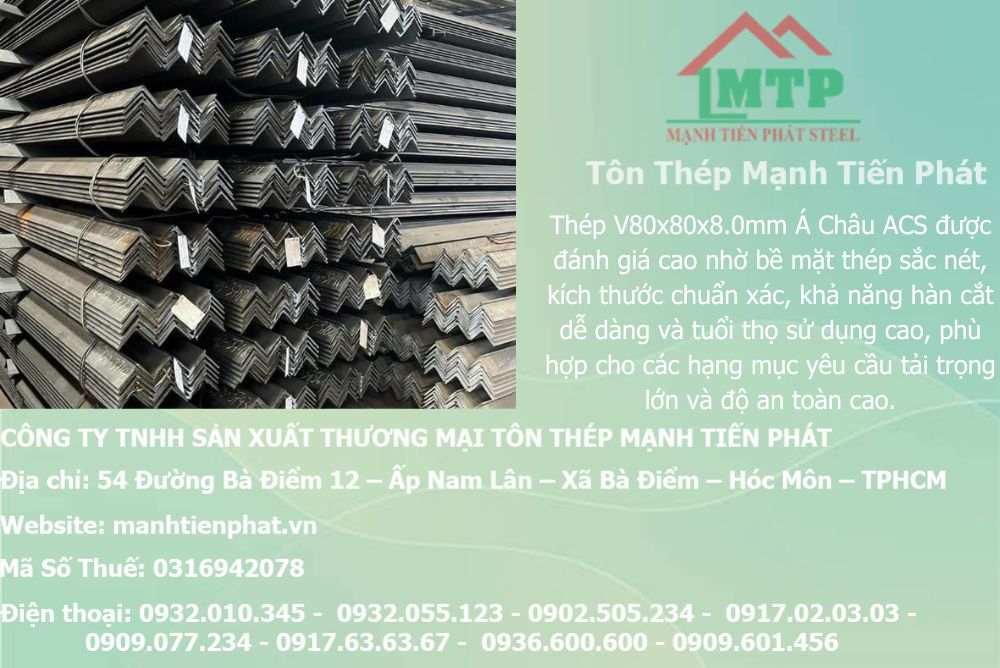 Bảng báo giá thép hình V80x80x8.0mm Á Châu ACS tại Phường Tân Phú (Quận Tân Phú (cũ)) 6 thep V80x80x8.0mm a chau 5