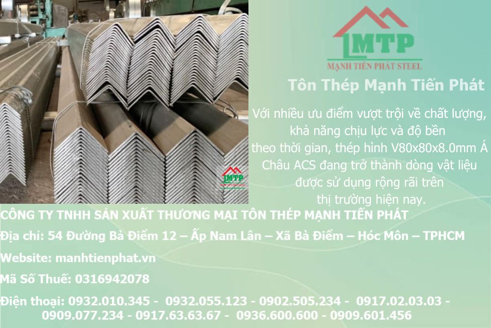 Bảng báo giá thép hình V80x80x8.0mm Á Châu ACS tại TPHCM 5 thep V80x80x8.0mm a chau 7