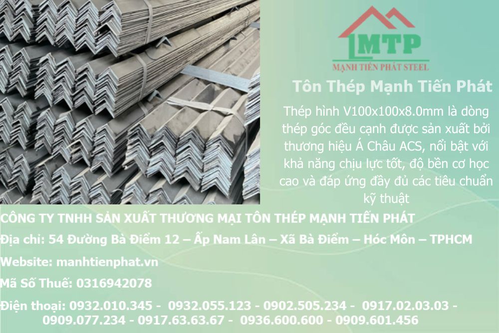 Bảng báo giá thép hình V100x100x8.0mm Á Châu ACS tại Phường Long Bình (TP. Thủ Đức cũ) 5 thep V100x100x8.0mm a chau 1