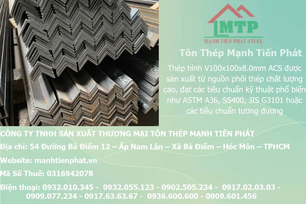 Bảng báo giá thép hình V100x100x8.0mm Á Châu ACS tại Phường Thới An (Quận 12 cũ) 10 thep V100x100x8.0mm a chau 14