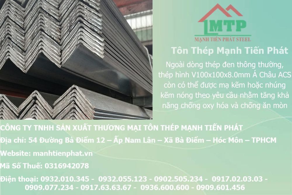 Bảng báo giá thép hình V100x100x8.0mm Á Châu ACS tại Phường Long Trường (TP. Thủ Đức cũ) 9 thep V100x100x8.0mm a chau 17