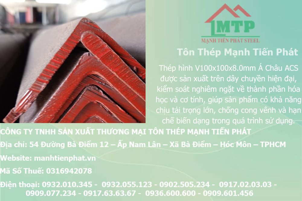 Bảng báo giá thép hình V100x100x8.0mm Á Châu ACS tại Phường Hiệp Bình (TP. Thủ Đức cũ) 9 thep V100x100x8.0mm a chau 3