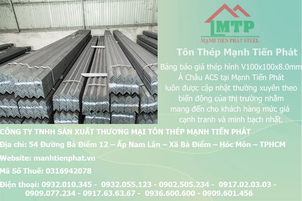 Bảng báo giá thép hình V100x100x8.0mm Á Châu ACS tại Phường An Khánh (TP. Thủ Đức cũ) 6 thep V100x100x8.0mm a chau 42