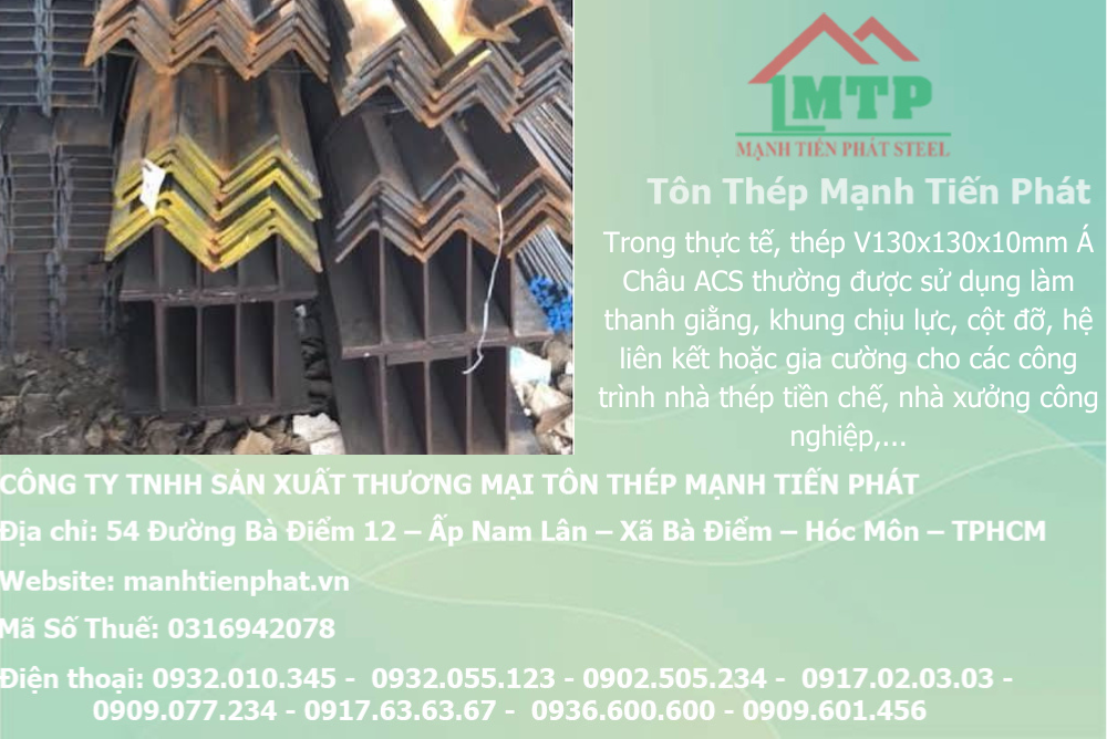 Bảng báo giá thép hình V130x130x10mm Á Châu ACS tại Phường Tân Bình (Quận Tân Bình cũ) 5 thep V130x130x10mm a chau 33