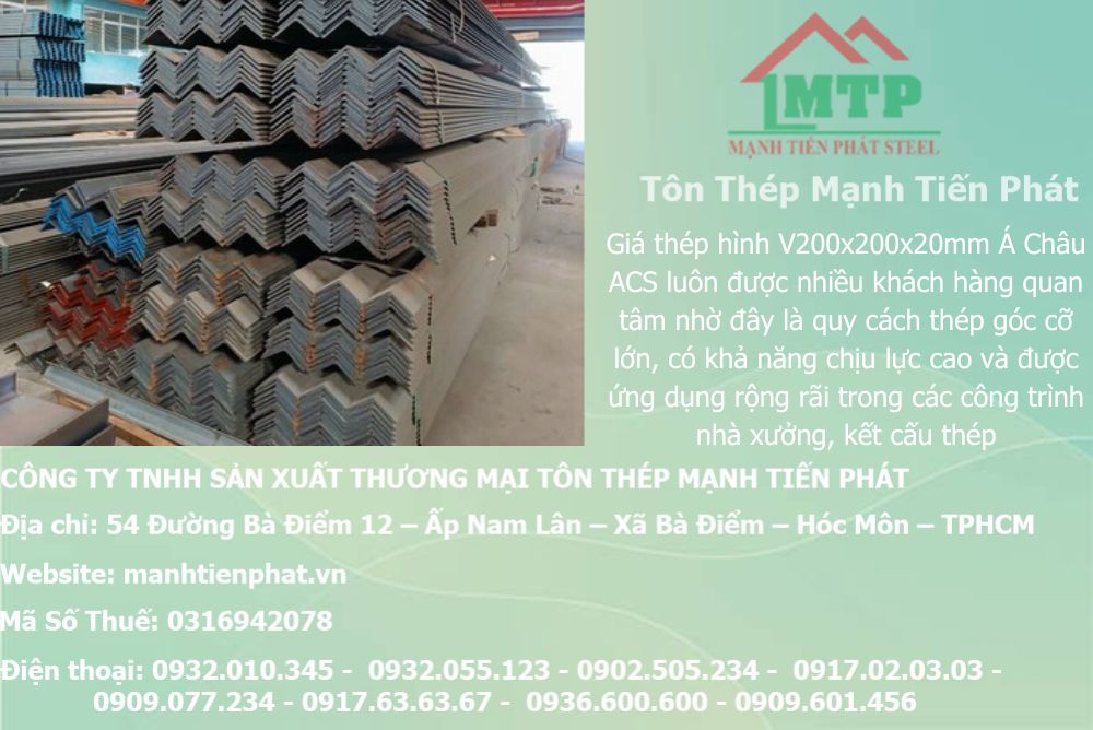 Bảng báo giá thép hình V200x200x20mm Á Châu ACS tại Phường Đức Nhuận (Quận Phú Nhuận (cũ)) 16 thep V200x200x20mm a chau 1