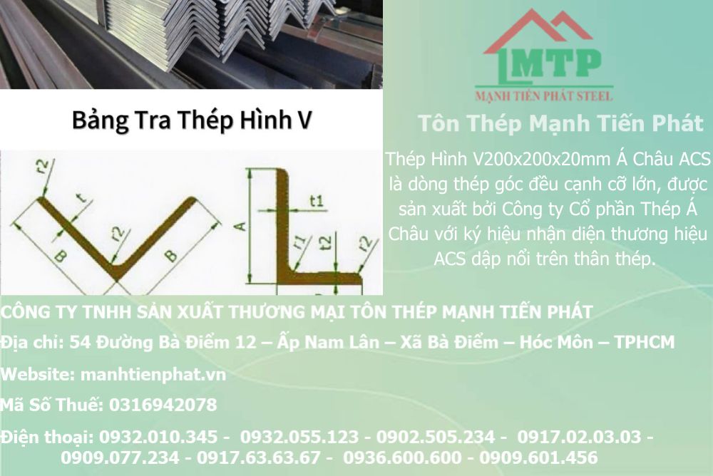 Bảng báo giá thép hình V200x200x20mm Á Châu ACS tại Phường Chánh Hưng (Quận 8 (cũ)) 13 thep V200x200x20mm a chau 2